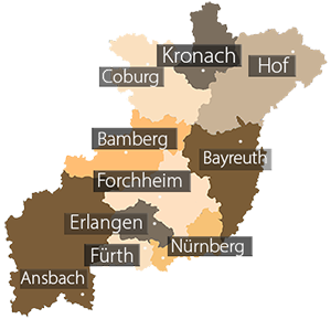 Dekanatskarte des Erzbistums Bamberg